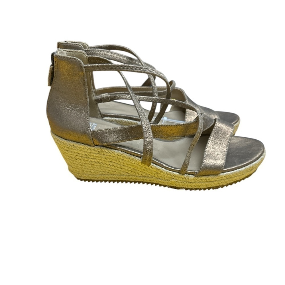 Eileen Fisher Wanda Leather Espadrille Wedge Zip Up Sandal Bronze Size 11 NWOT